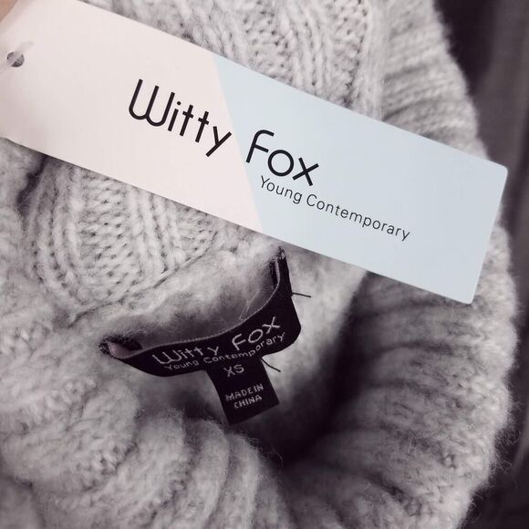 NEW NWT Witty Fox Cozy Gray Cable Knit Turtleneck Pullover Sweater Size XS - Picture 4 of 5